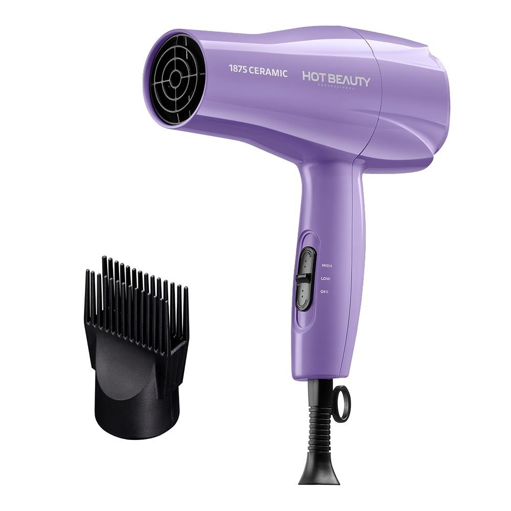 Hot Beauty 1875 Ceramic Styling Dryer – Purple – Default Title – one unit with included attachments
