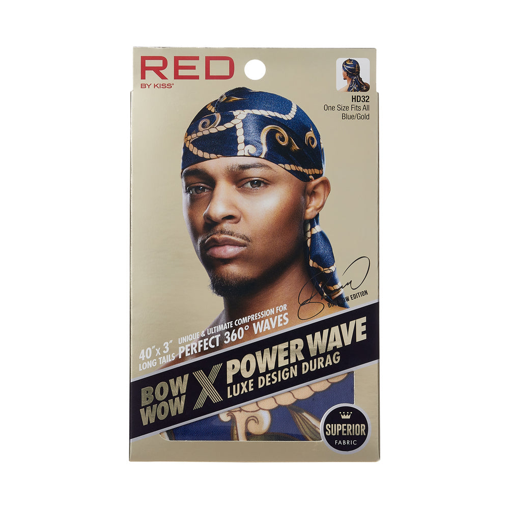RED by KISS BOW WOW X Power Wave Luxe Design Durag – Blue & Gold product image