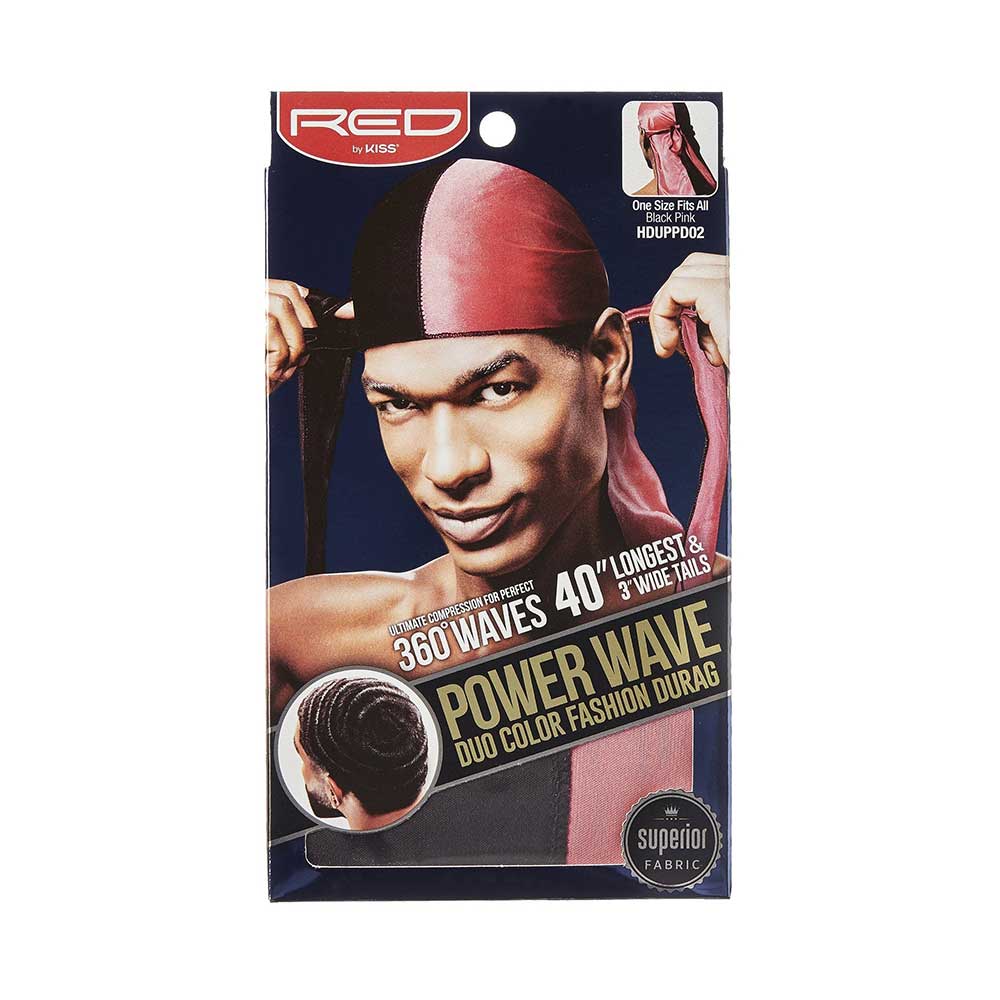 RED by KISS Power Wave Duo Satin Durag – Black & Pink product image