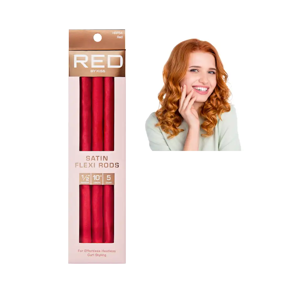 RED by KISS Silky Satin Flexi Rods - 10" - 1/2" - Red - 5 pcs product image