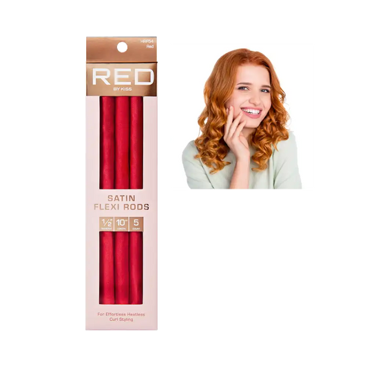 RED by KISS Silky Satin Flexi Rods - 10" - 1/2" - Red - 5 pcs product image