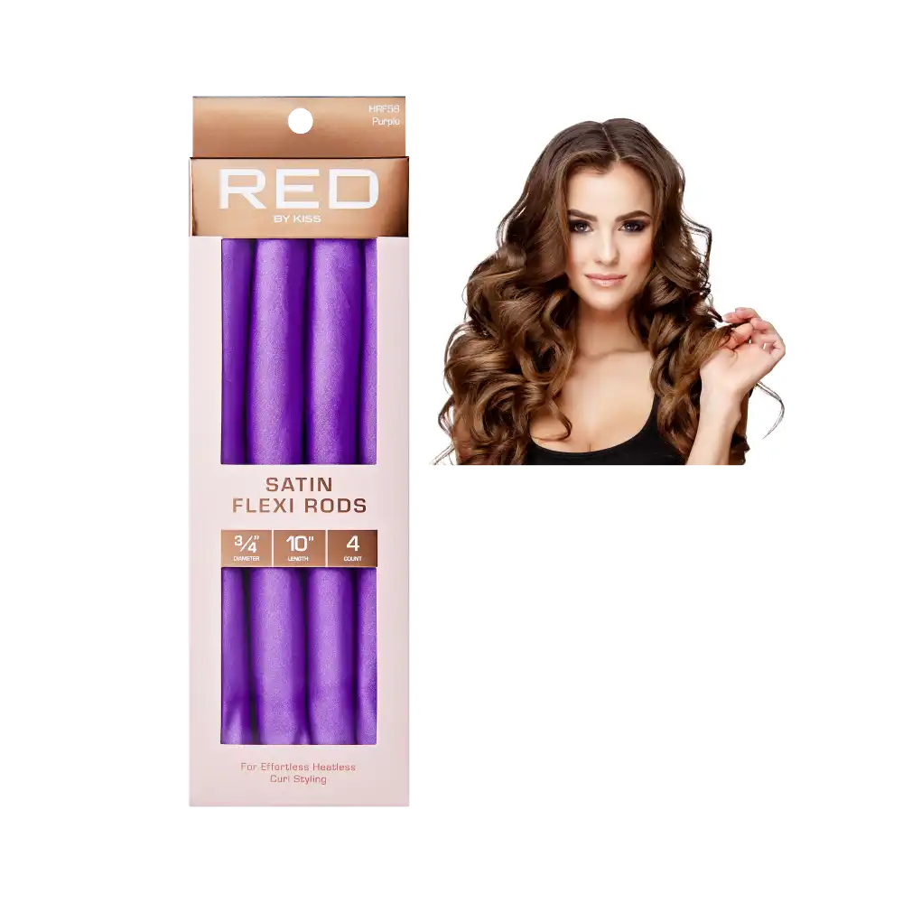 RED by KISS Silky Satin Flexi Rods - 10" - 3/4" - Purple - 4 pcs product image