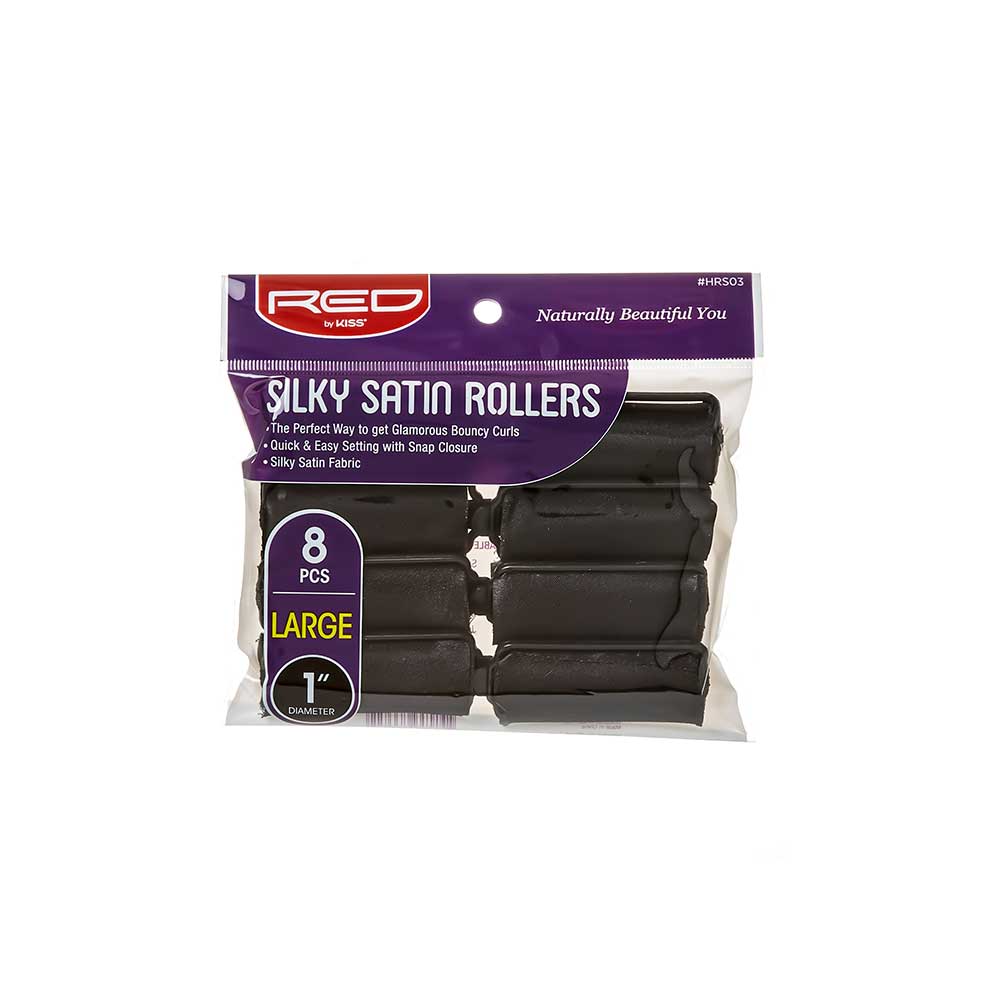 RED by KISS Silky Satin Rollers - Large 1" - Black - 8 pcs product image