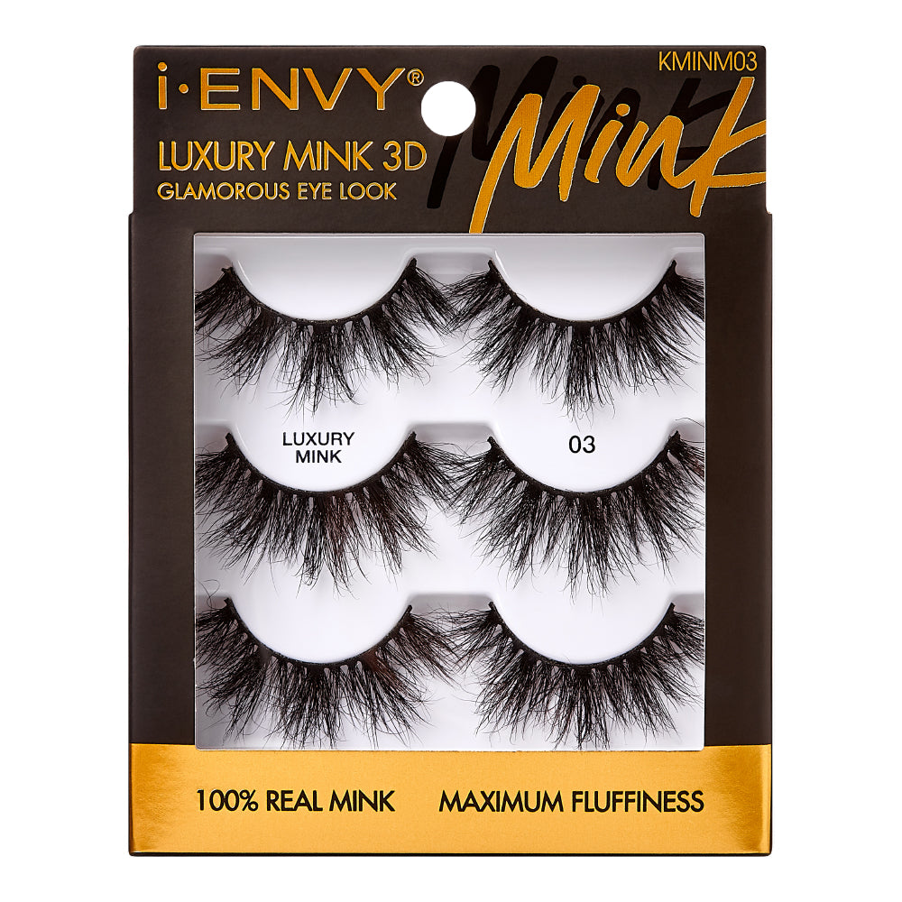 i-ENVY Luxury Mink Strip Lashes – 3-Pair Multi Pack – #03 – one retail package