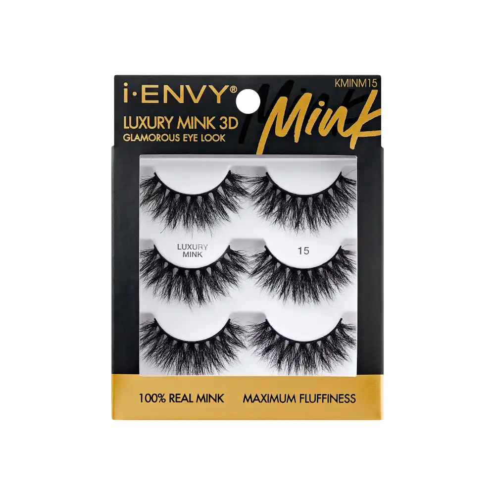 i-ENVY Luxury Mink Strip Lashes – 3-Pair Multi Pack – #15 – one retail package