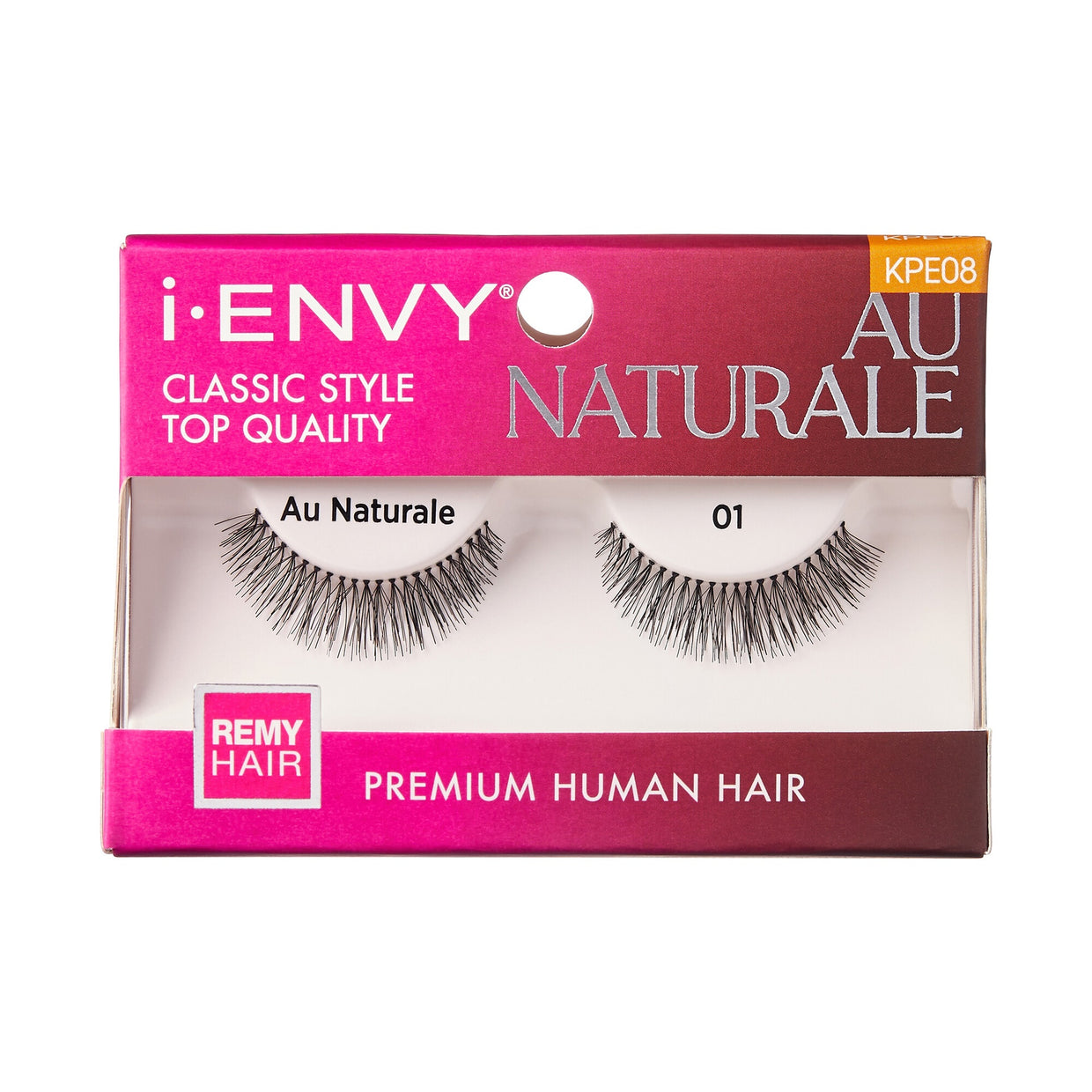 i-ENVY Premium Human Hair Strip Lashes – Au Naturale 01 – one retail pack