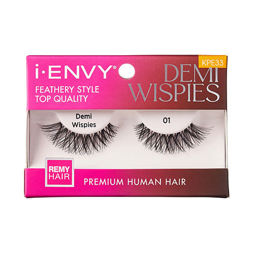 i-ENVY Premium Human Hair Strip Lashes – Demi Wispies – one retail pack