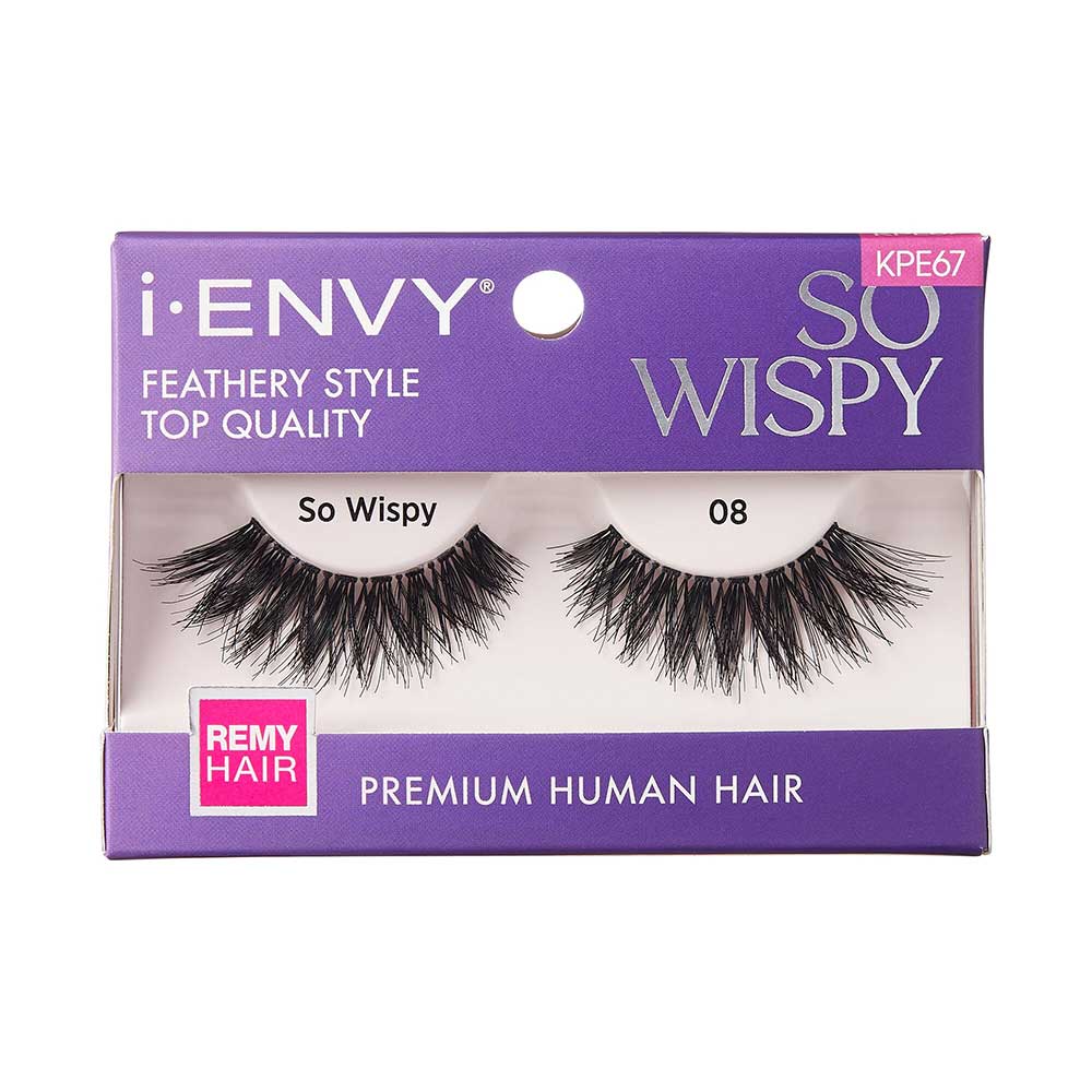 i-ENVY Premium Human Hair Strip Lashes – So Wispy 08 – one retail pack