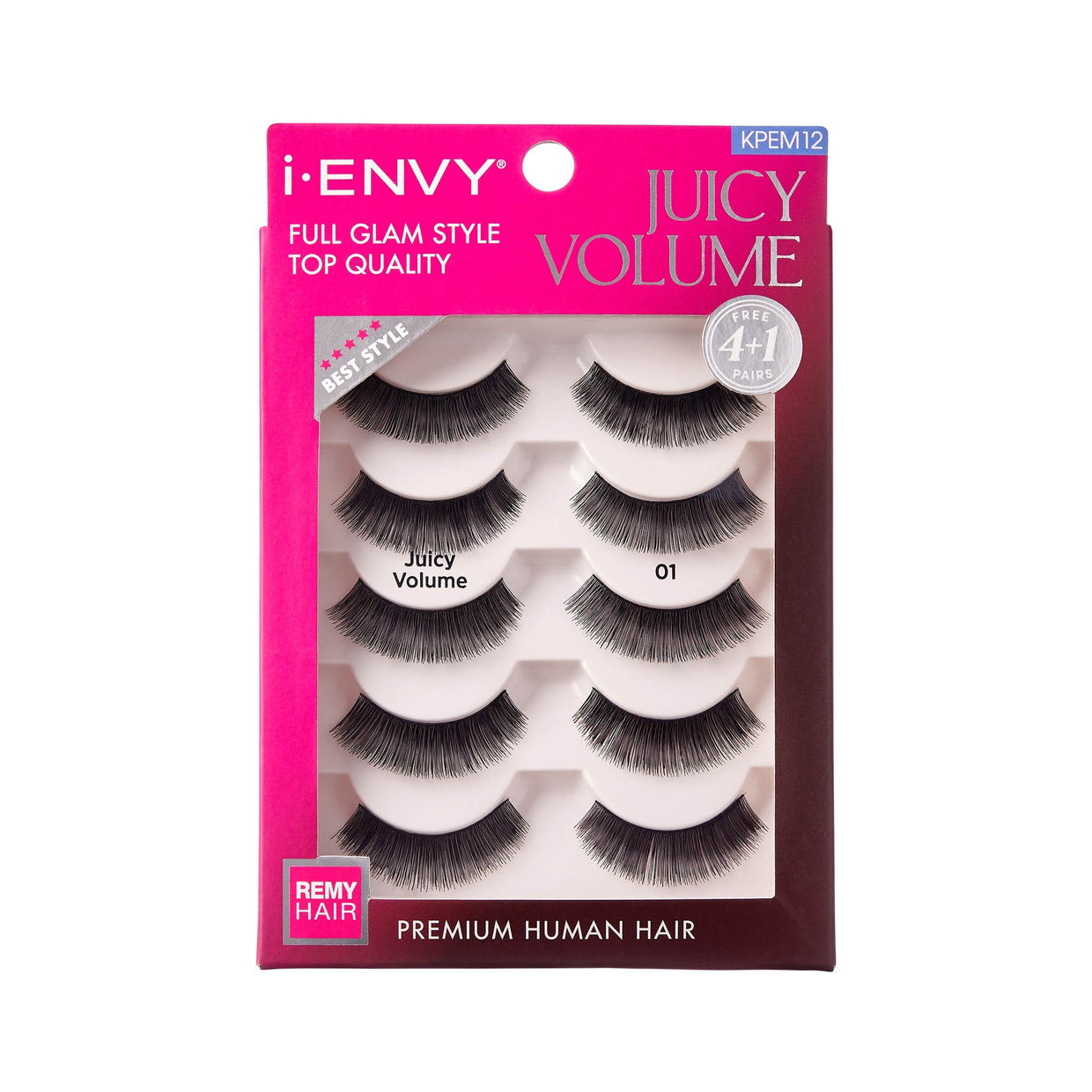 i-ENVY Premium Human Hair Strip Lash Multi Packs – Juicy Volume 05 – one five-pair retail pack