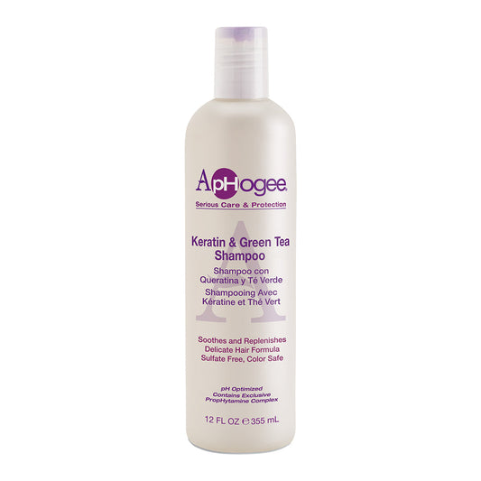 ApHogee Keratin and Green Tea Shampoo 12 oz bottle on white background