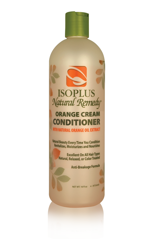 Isoplus Natural Remedy Orange Creme Conditioner 16 oz bottle on white background