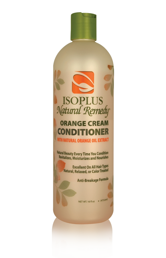 Isoplus Natural Remedy Orange Creme Conditioner 16 oz bottle on white background