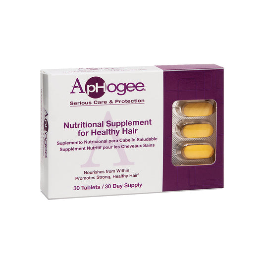 ApHogee Nutritional Supplement for Healthy Hair 30-tablet box on white background