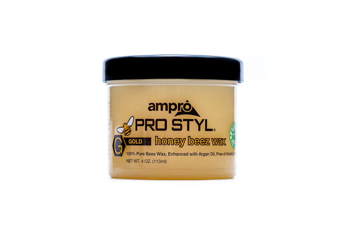 Ampro Pro Styl Honey Beez Wax Gold 4 oz jar on white background