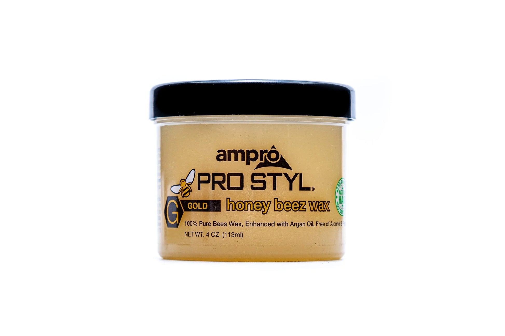 Ampro Pro Styl Honey Beez Wax Gold 4 oz jar on white background