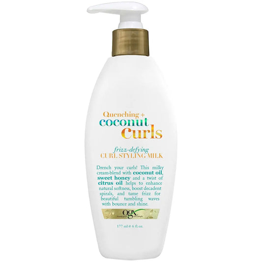 OGX Coconut Curls Frizz-Defying Curl Styling Milk 6 oz bottle on white background