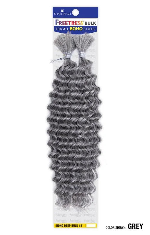 FreeTress Boho Deep Bulk Synthetic Braiding Hair – 18″ – Grey – one retail package