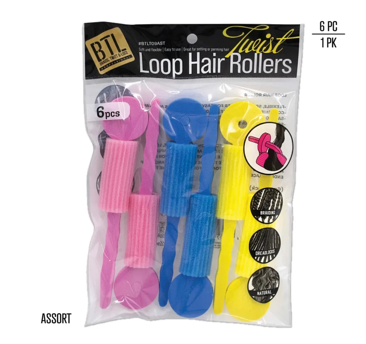 BTL Loop Hair Rollers - Black - 6 pcs product image