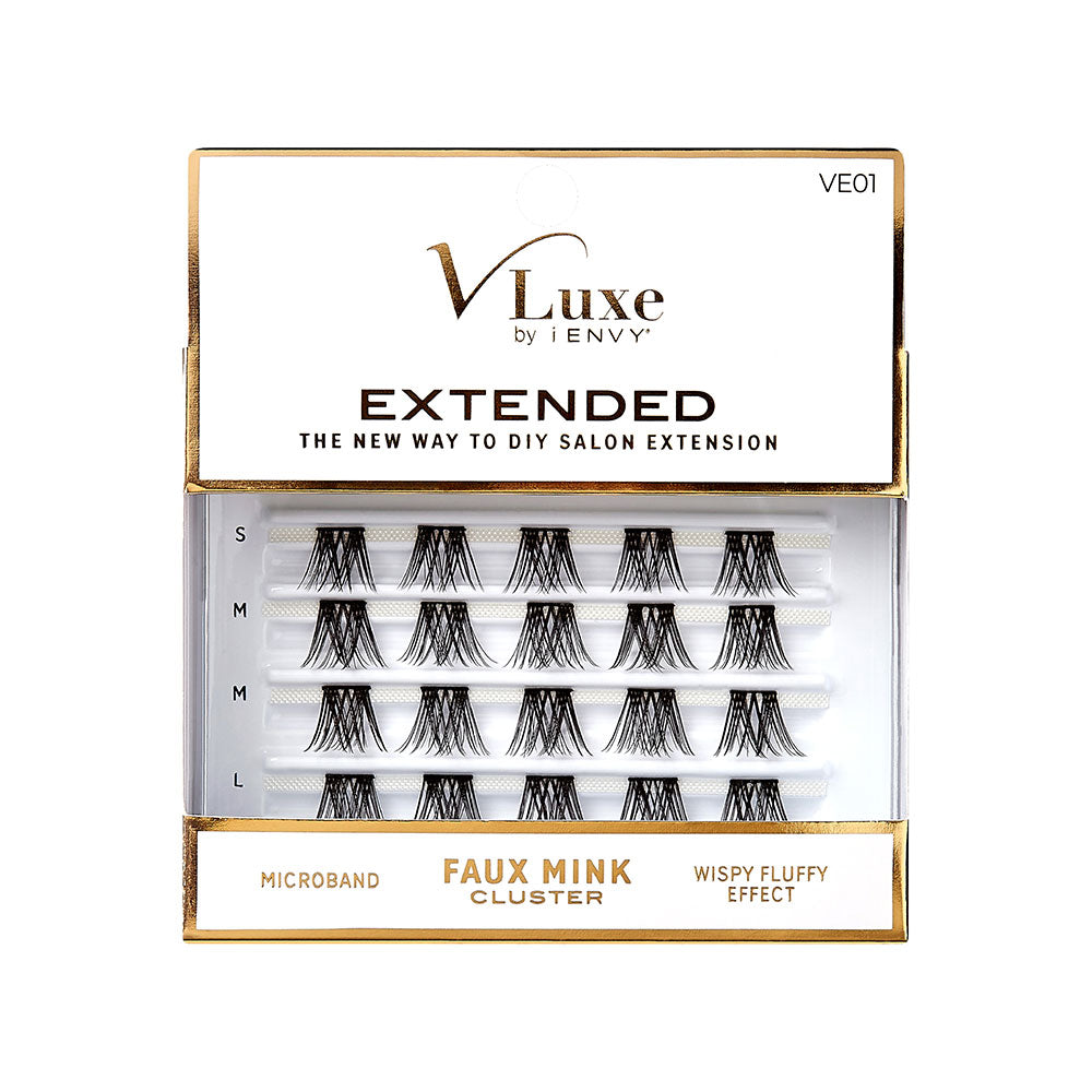 VLuxe Extended Faux Mink Cluster Lashes – #01 – one retail pack
