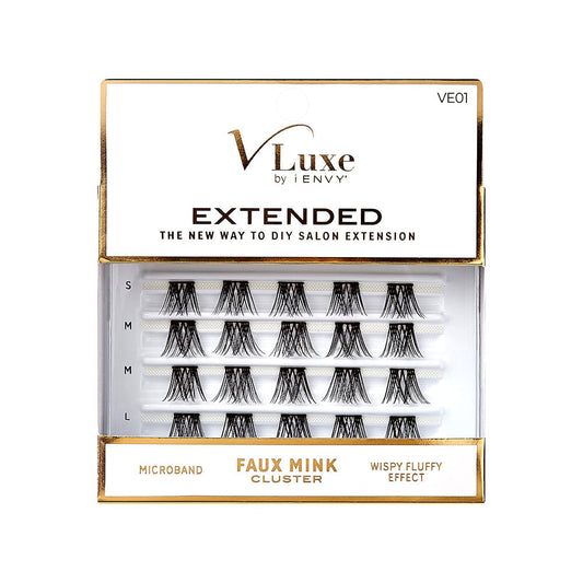 VLuxe Extended Faux Mink Cluster Lashes – #01 – one retail pack