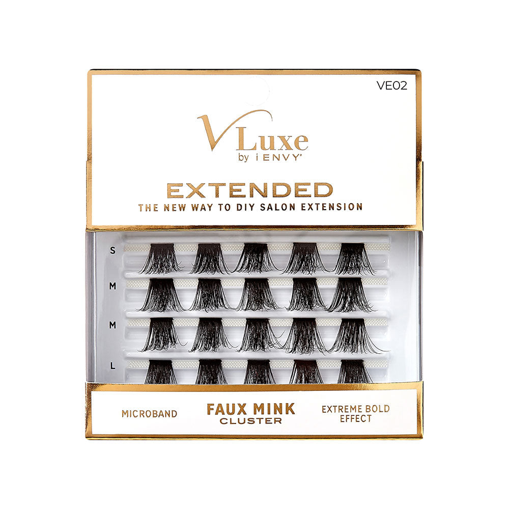 VLuxe Extended Faux Mink Cluster Lashes – #02 – one retail pack