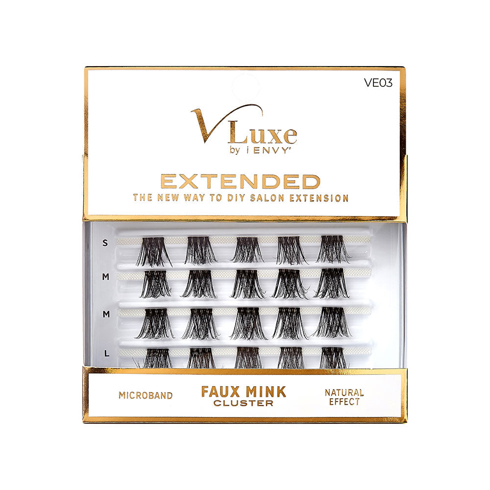 VLuxe Extended Faux Mink Cluster Lashes – #03 – one retail pack