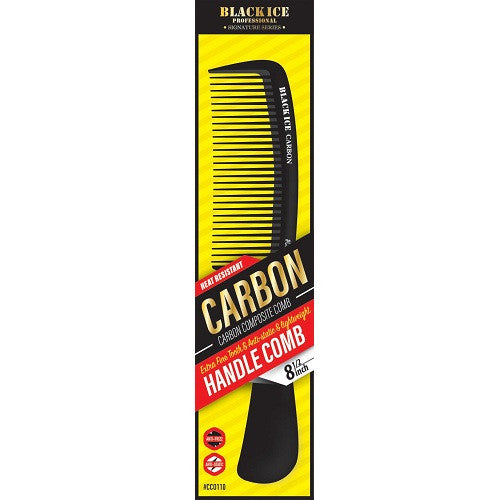 Black Ice Carbon Handle Fine-Tooth Comb – 8.5 Inch product image