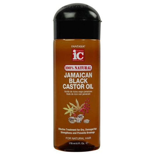 Fantasia IC 100% Natural Jamaican Black Castor Oil 6 oz bottle on white background