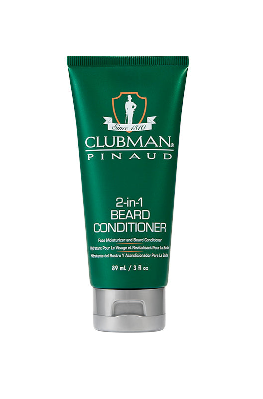 Clubman Pinaud 2-in-1 Beard Conditioner – 3 oz green tube on white background