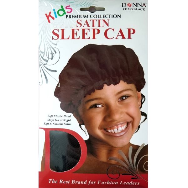 Donna Kids Satin Sleep Cap – Black product image