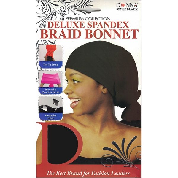 Donna Collection Deluxe Spandex Braid Bonnet – Black product image