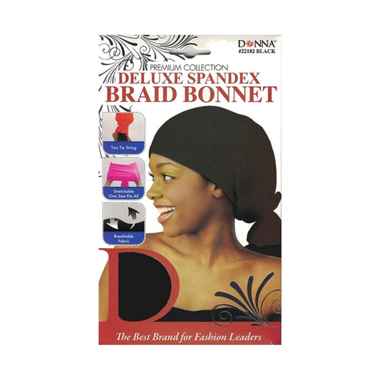 Donna Collection Deluxe Spandex Braid Bonnet – Black product image