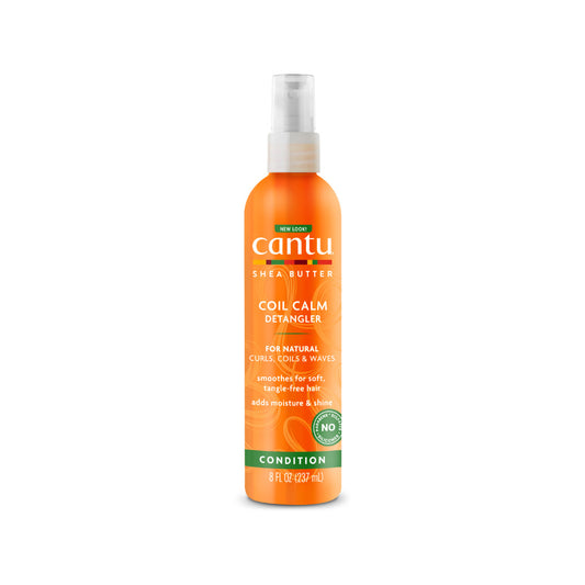 Cantu Shea Butter Coil Calm Detangler 8 oz spray bottle on white background
