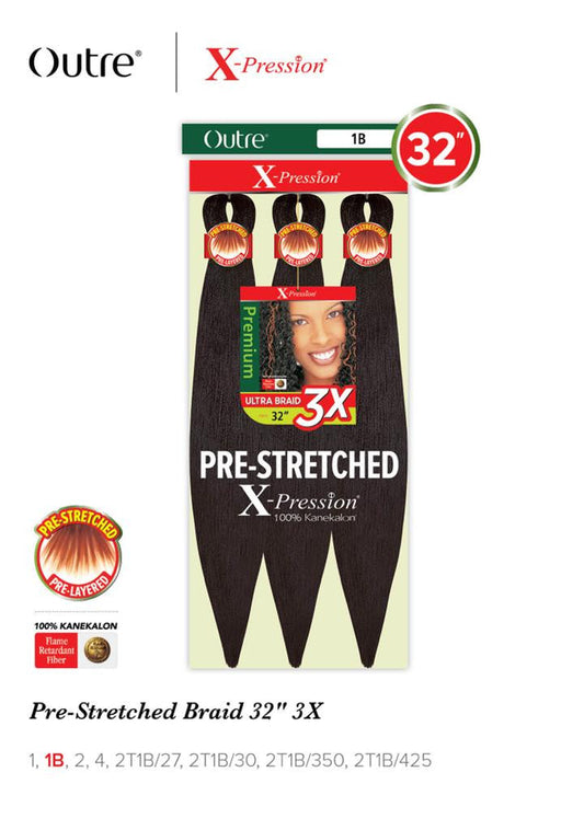 Outre X-Pression 3X Pre-Stretched Ultra Braid – 32″ – one 3X retail package