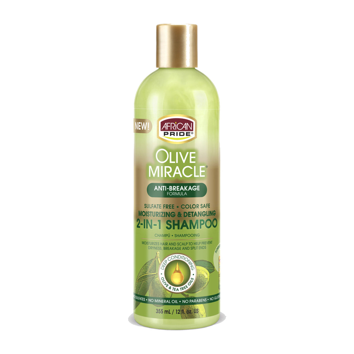 African Pride Olive Miracle 2-in-1 Shampoo & Conditioner – 12 oz product image on white background