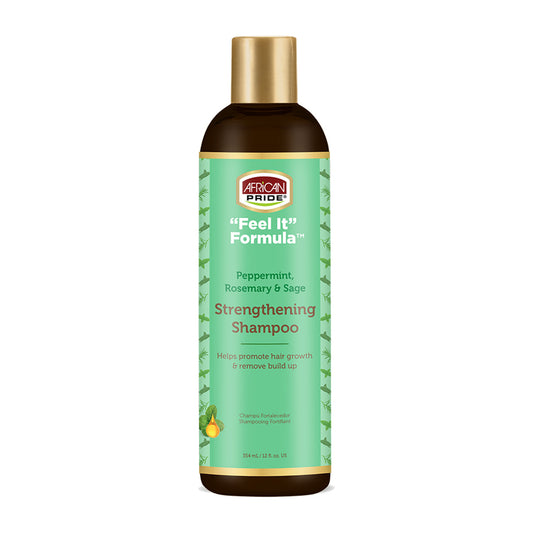African Pride Feel It Formula Strengthening Shampoo – 12 oz product image on white background