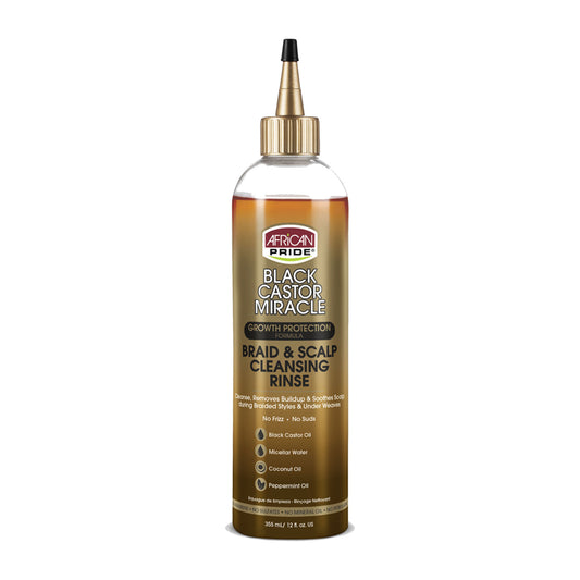 African Pride Black Castor Miracle Braid & Scalp Cleansing Rinse – 12 oz product image on white background