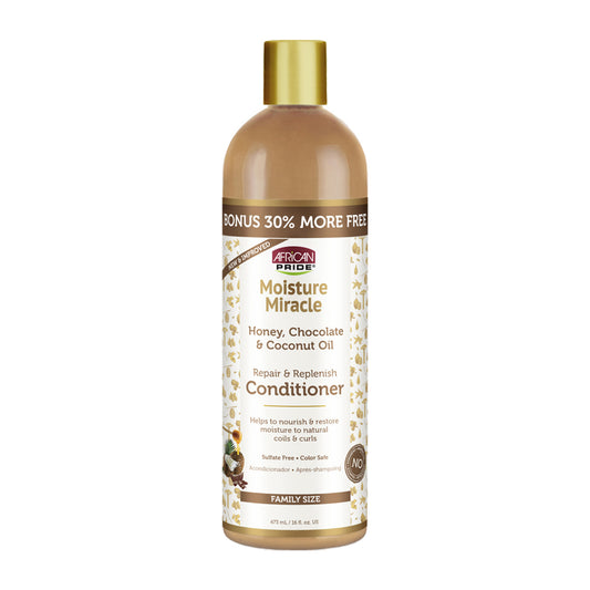 African Pride Moisture Miracle Honey, Chocolate & Coconut Oil Conditioner – 16 oz product image on white background