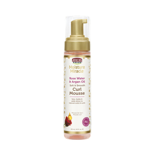 African Pride Moisture Miracle Rose Water & Argan Oil Curl Mousse – 8.5 oz product image on white background