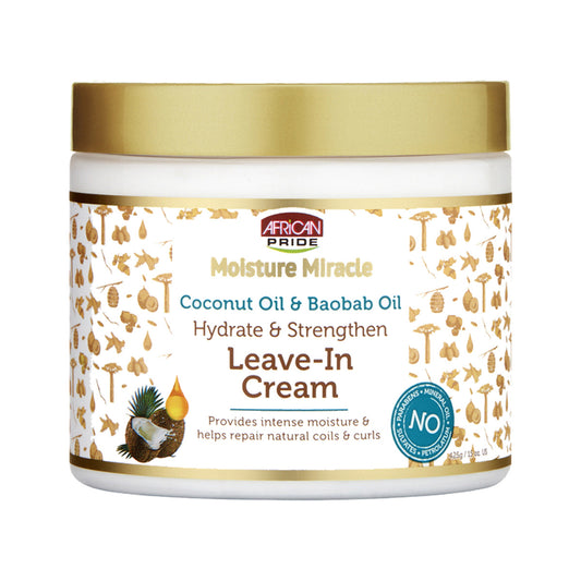 African Pride Moisture Miracle Coconut Oil & Baobab Oil Leave-In Cream – 15 oz product image on white background