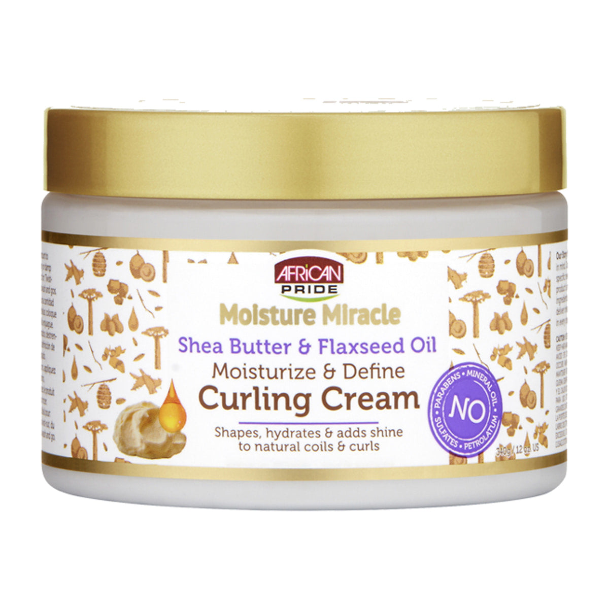 African Pride Moisture Miracle Shea Butter & Flaxseed Oil Curling Cream – 12 oz product image on white background
