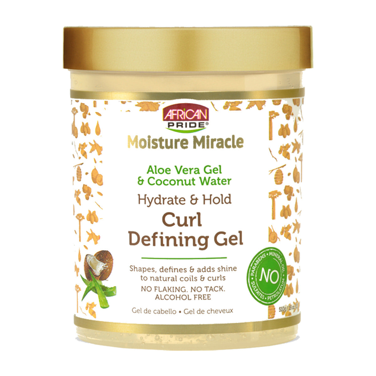 African Pride Moisture Miracle Aloe & Coconut Water Curl Defining Gel – 18 oz product image on white background