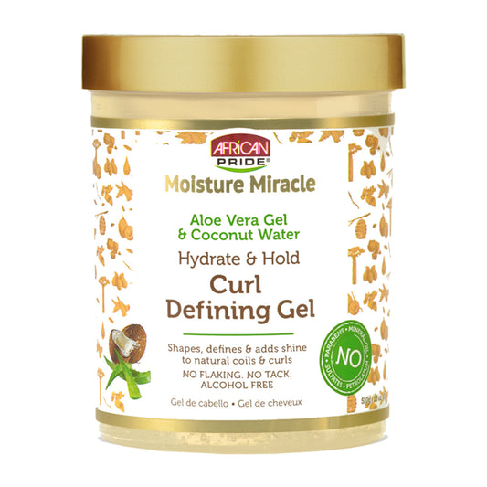African Pride Moisture Miracle Aloe & Coconut Water Curl Defining Gel – 18 oz product image on white background