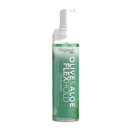 Olive & Aloe Soft Shine Flexible Hold Foam Wrap Lotion – 8.5 oz product image on white background