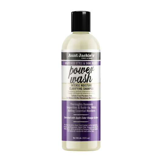 Aunt Jackie's Grapeseed Power Wash Clarifying Shampoo – 12 oz product image on white background