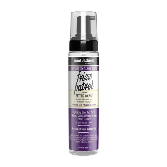 Aunt Jackie's Grapeseed Frizz Patrol Setting Mousse – 8.5 oz product image on white background