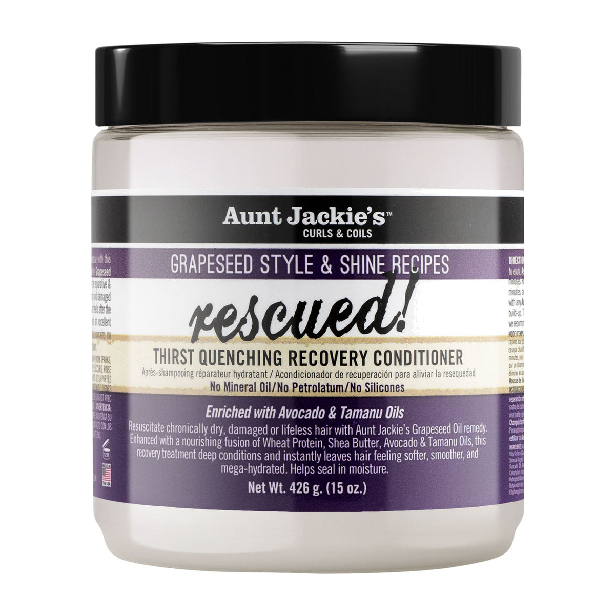 Aunt Jackie's Grapeseed Rescued Recovery Conditioner – 15 oz product image on white background