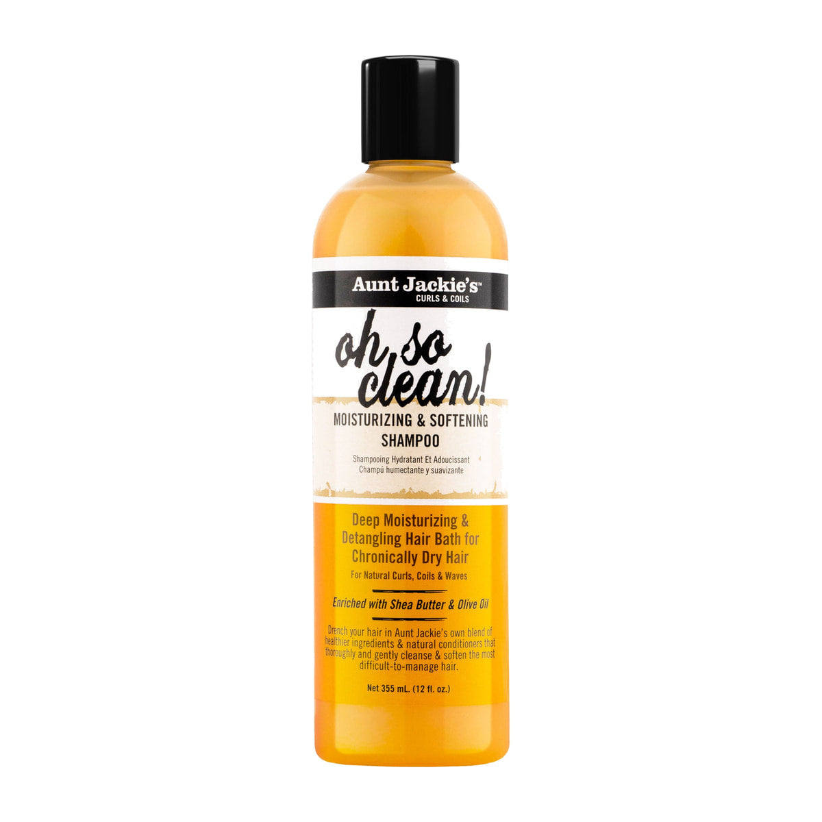 Aunt Jackie's Oh So Clean Moisturizing & Softening Shampoo – 12 oz product image on white background