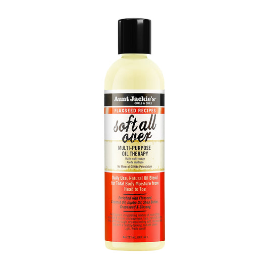 Aunt Jackie's Flaxseed Soft All Over Multi-Purpose Oil – 8 oz product image on white background