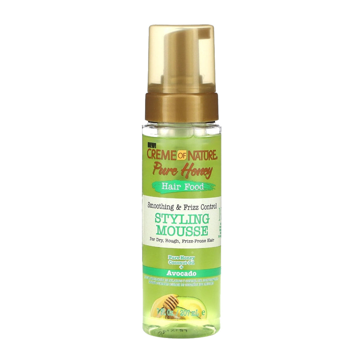 Crème of Nature Pure Honey Hair Food Smoothing & Frizz Control Styling Mousse – 7 oz product image on white background